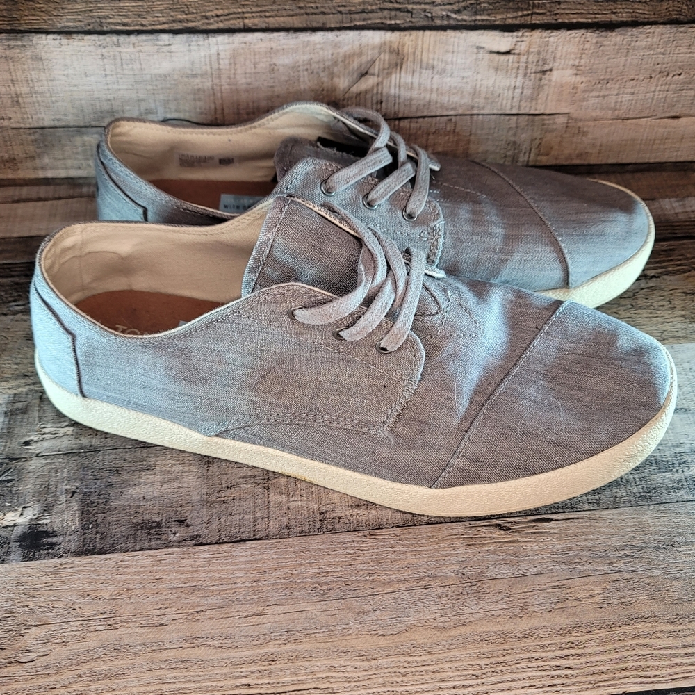 Toms gray men's sneakers with or without laces sz US 10.5 canvas - Picture 2 of 11